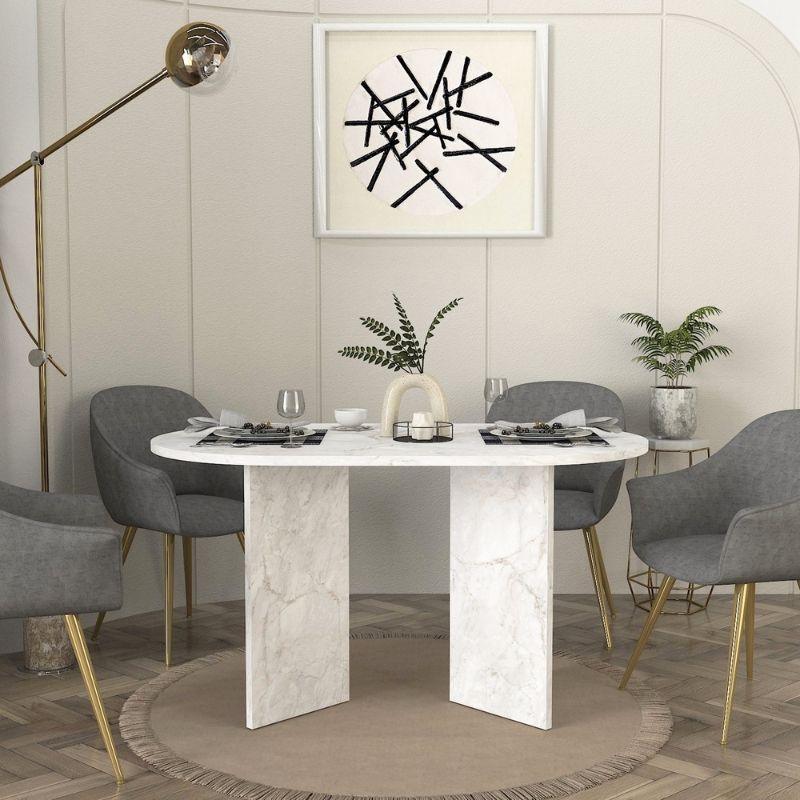 Τραπέζι χρώμα λευκό εφέ μαρμάρου 6