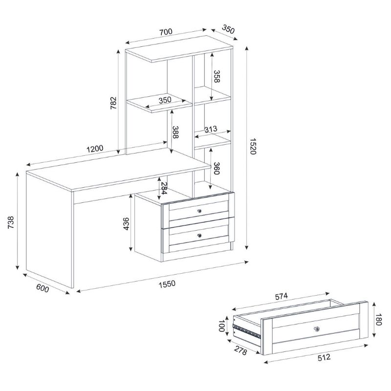 Γραφείο εργασίας χρώμα ανθρακί 7