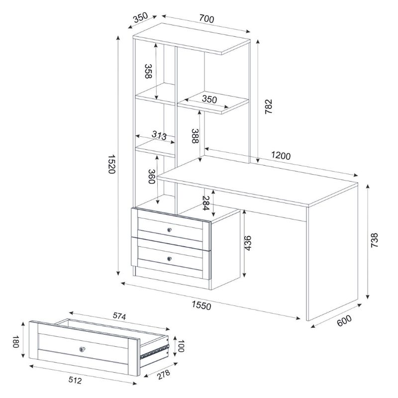 Γραφείο εργασίας χρώμα ανθρακί 8