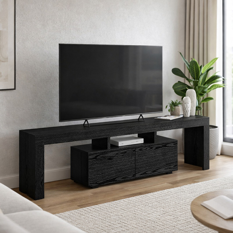 Έπιπλο τηλεόρασης Woodra Megapap χρώμα sencron black 180x31,3x50,2εκ.