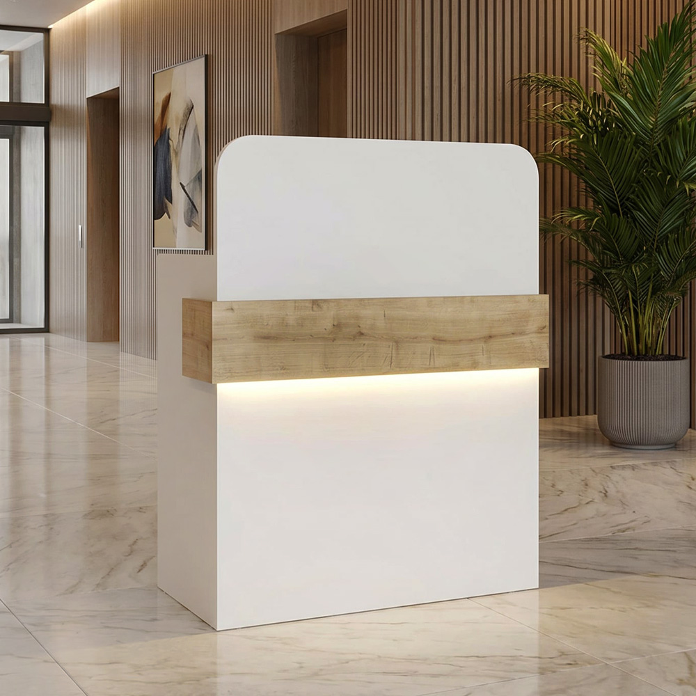 Γραφείο υποδοχής - reception Vareon INTRAHOME με LED χρώμα λευκό - sapphire oak 50x43x135εκ. Intrahomextra-8723408