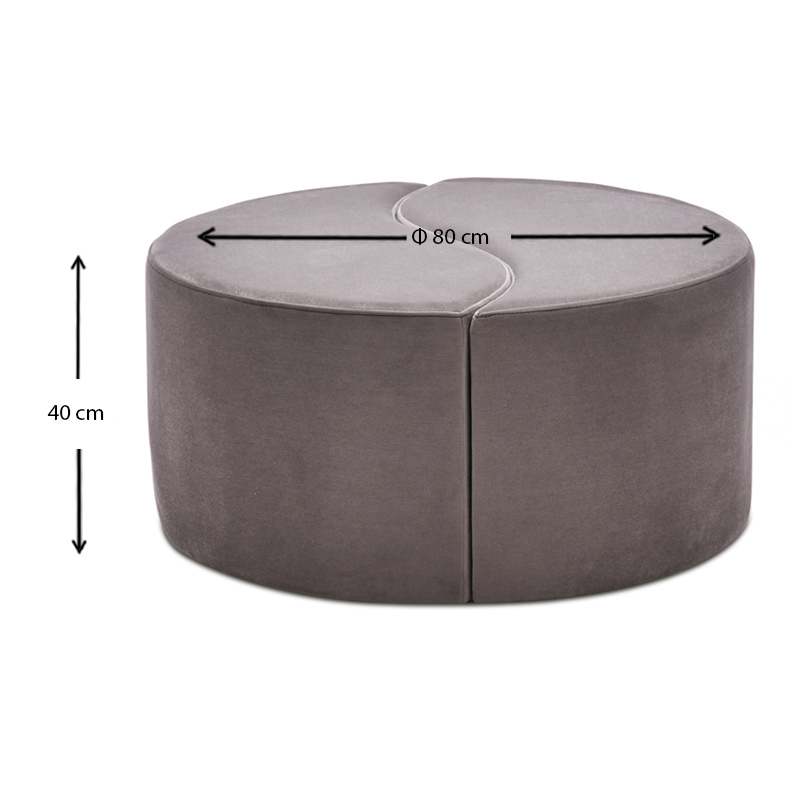 Σκαμπώ βελούδινο χρώμα ανοιχτό γκρι 4