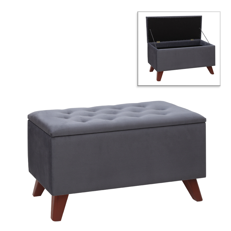 Σκαμπώ - Ταμπουρέ βελούδινο χρώμα ανθρακί