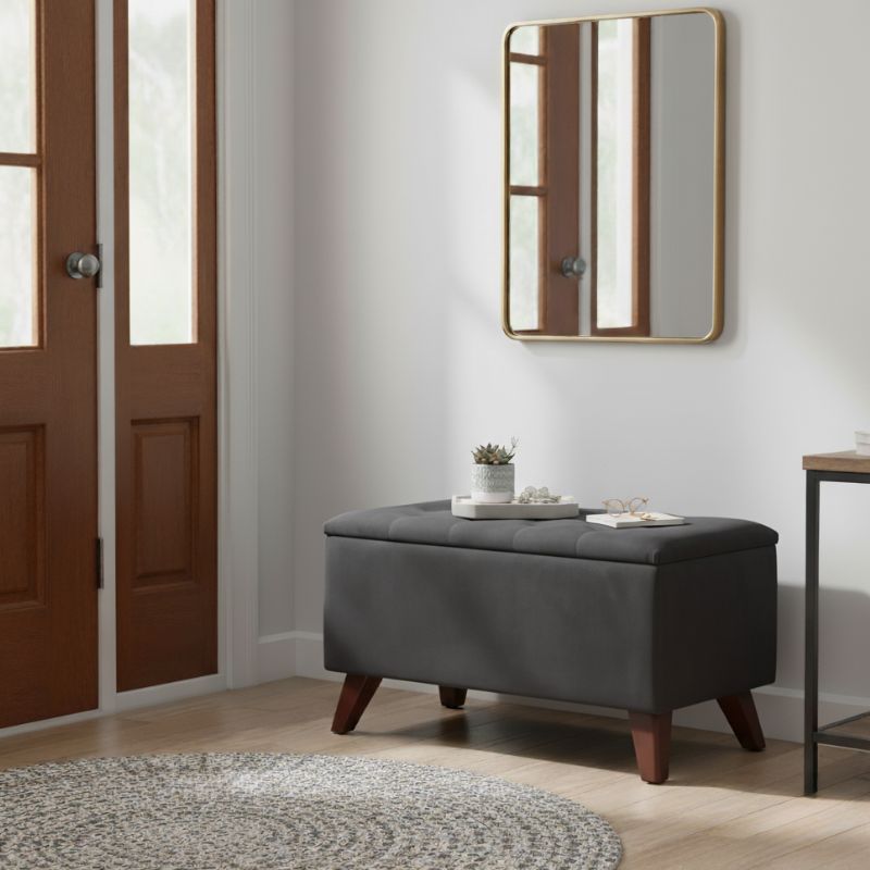 Σκαμπώ - Ταμπουρέ βελούδινο χρώμα ανθρακί 3