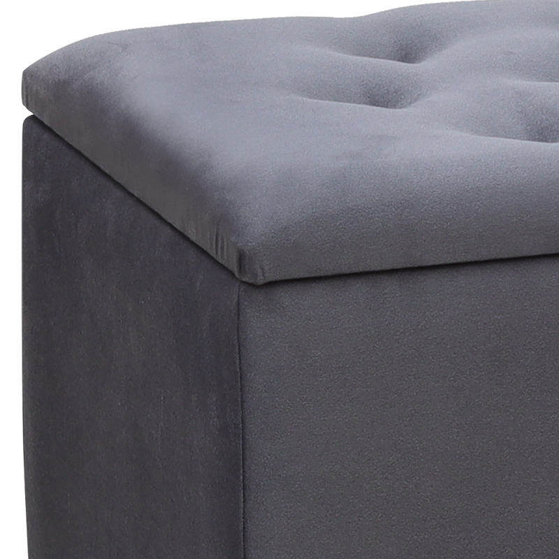 Σκαμπώ - Ταμπουρέ βελούδινο χρώμα ανθρακί 4