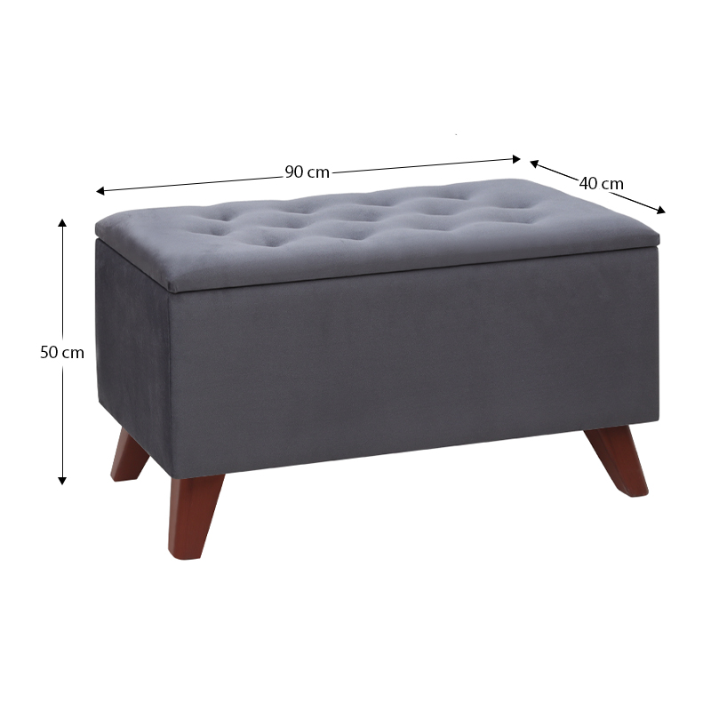 Σκαμπώ - Ταμπουρέ βελούδινο χρώμα ανθρακί 5