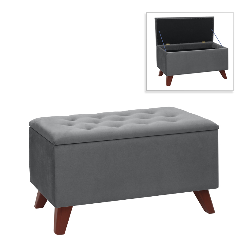 Σκαμπώ - Ταμπουρέ βελούδινο χρώμα γκρι