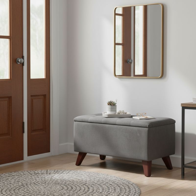 Σκαμπώ - Ταμπουρέ βελούδινο χρώμα γκρι 3