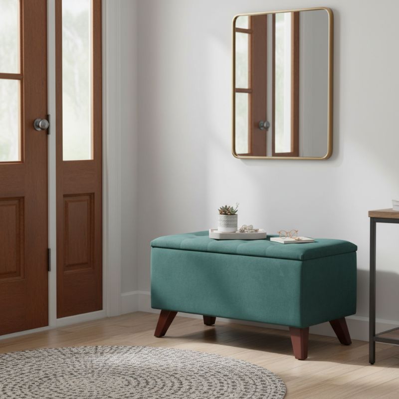 Σκαμπώ - Ταμπουρέ βελούδινο χρώμα κυπαρισσί 2