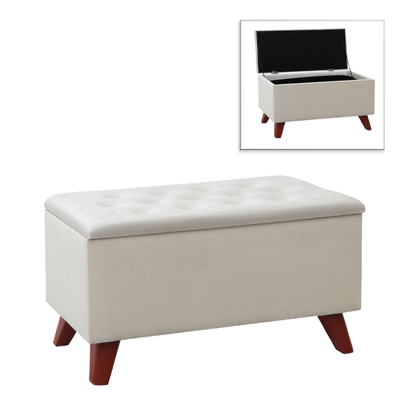 Σκαμπώ - Ταμπουρέ βελούδινο χρώμα κρεμ