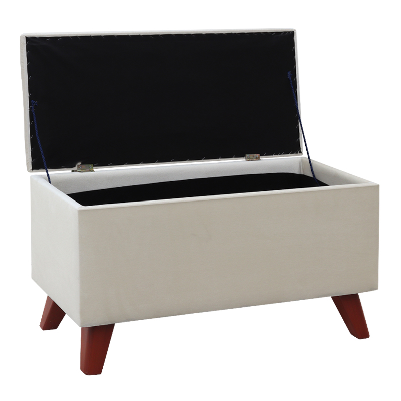 Σκαμπώ - Ταμπουρέ βελούδινο χρώμα κρεμ 2