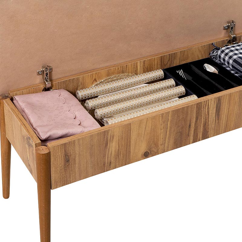 Καναπές διθέσιος - Παγκάκι από μελαμίνη - ύφασμα χρώμα πράσινο 4