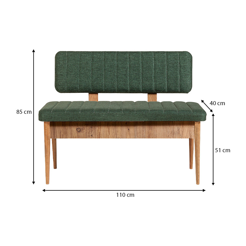 Καναπές διθέσιος - Παγκάκι από μελαμίνη - ύφασμα χρώμα πράσινο 6
