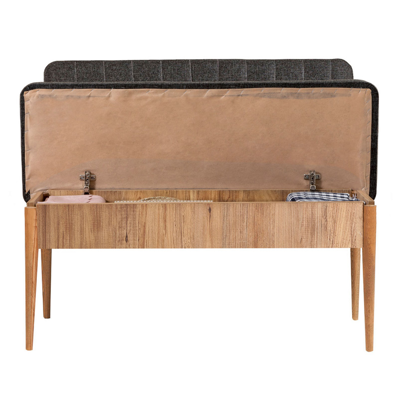 Καναπές διθέσιος - Παγκάκι από μελαμίνη - ύφασμα χρώμα ανθρακί 3