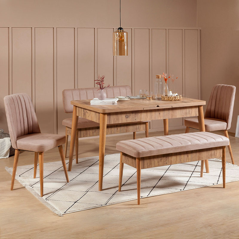 Καναπές διθέσιος - Παγκάκι από μελαμίνη - βελούδο χρώμα μπεζ 2