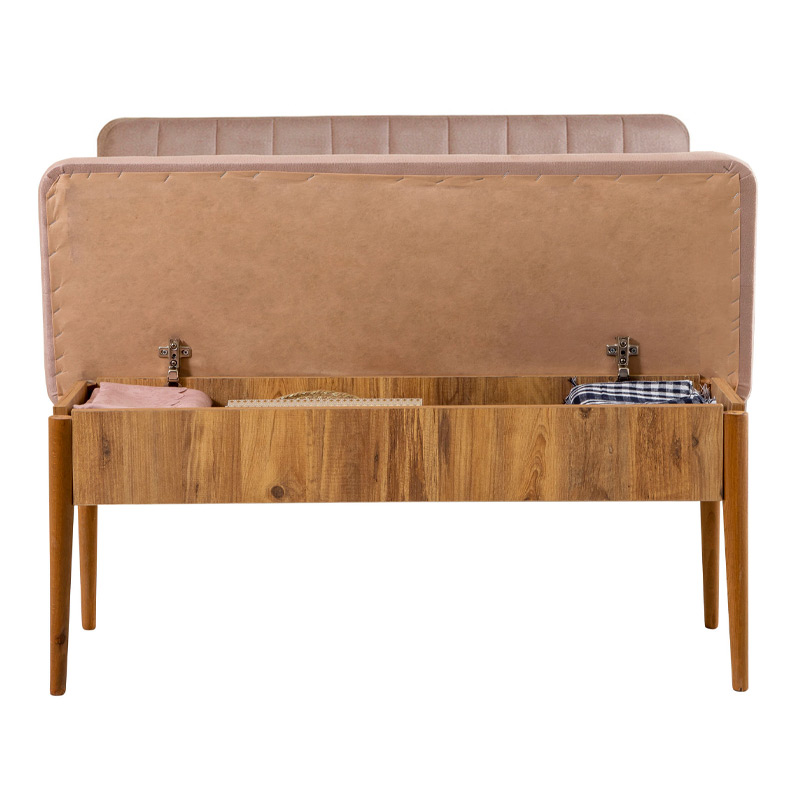 Καναπές διθέσιος - Παγκάκι από μελαμίνη - βελούδο χρώμα μπεζ 3