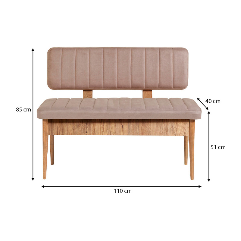 Καναπές διθέσιος - Παγκάκι από μελαμίνη - βελούδο χρώμα μπεζ 6