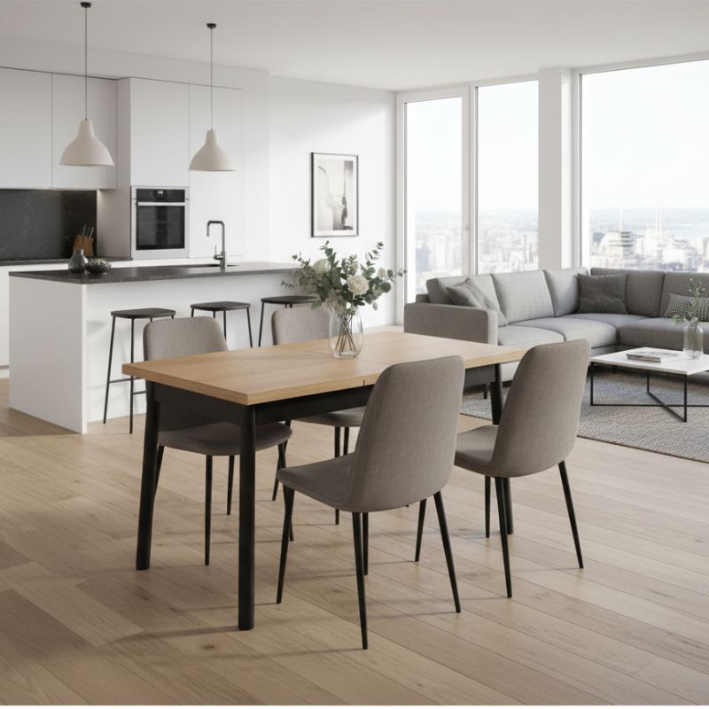 Τραπέζι επεκτεινόμενο χρώμα φυσικό - μαύρο 120/ 2