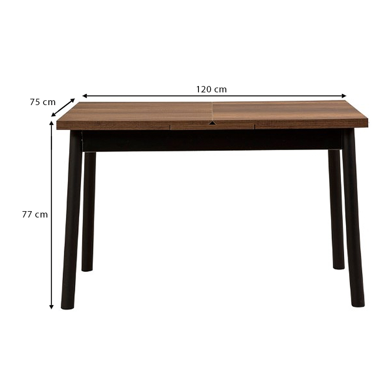 Τραπέζι επεκτεινόμενο χρώμα καρυδί - μαύρο 120/ 7