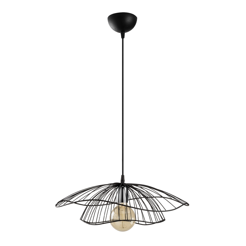 Φωτιστικό οροφής E27 μεταλλικό μονόφωτο χρώμα μαύρο Φ50x111εκ.