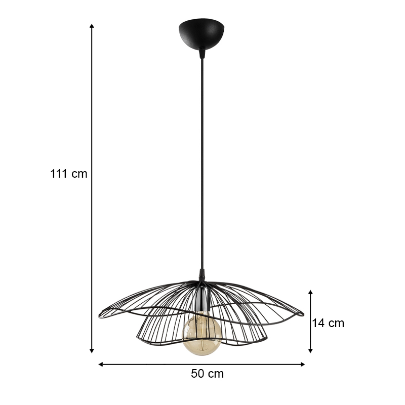 Φωτιστικό οροφής E27 μεταλλικό μονόφωτο χρώμα μαύρο Φ50x111εκ. 3