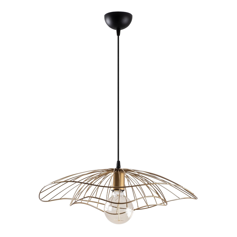 Φωτιστικό οροφής E27 μεταλλικό μονόφωτο χρώμα χρυσό Φ50x111εκ.