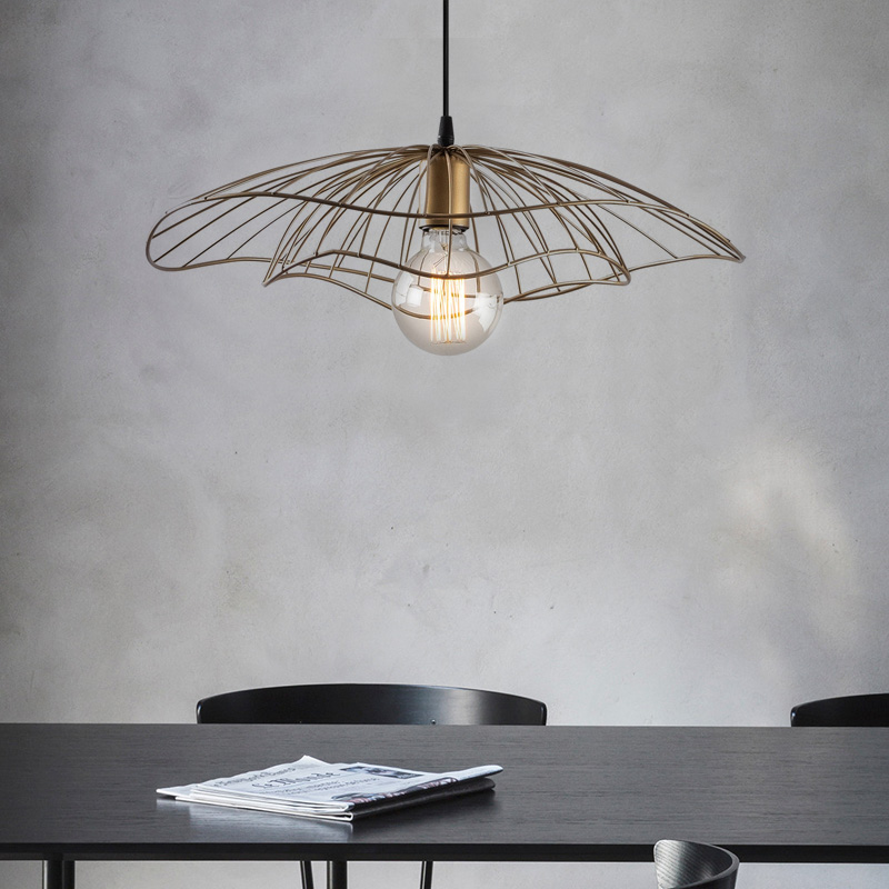 Φωτιστικό οροφής E27 μεταλλικό μονόφωτο χρώμα χρυσό Φ50x111εκ. 2