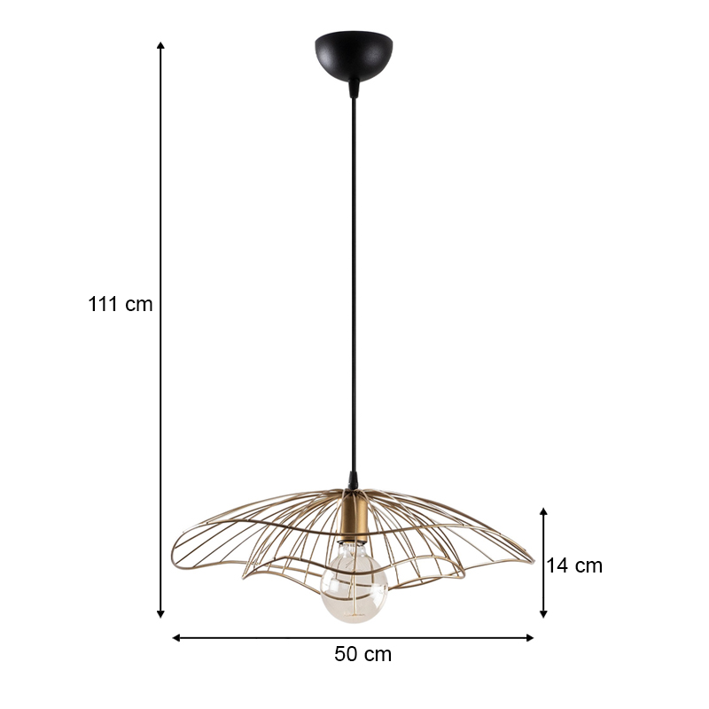 Φωτιστικό οροφής E27 μεταλλικό μονόφωτο χρώμα χρυσό Φ50x111εκ. 3