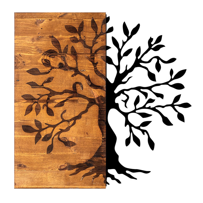 Διακοσμητικό τοίχου ξύλινο - μεταλλικό χρώμα καρυδί - μαύρο