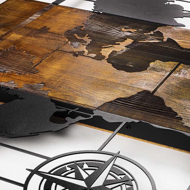 Διακοσμητικό τοίχου ξύλινο - μεταλλικό χρώμα καρυδί - μαύρο 3