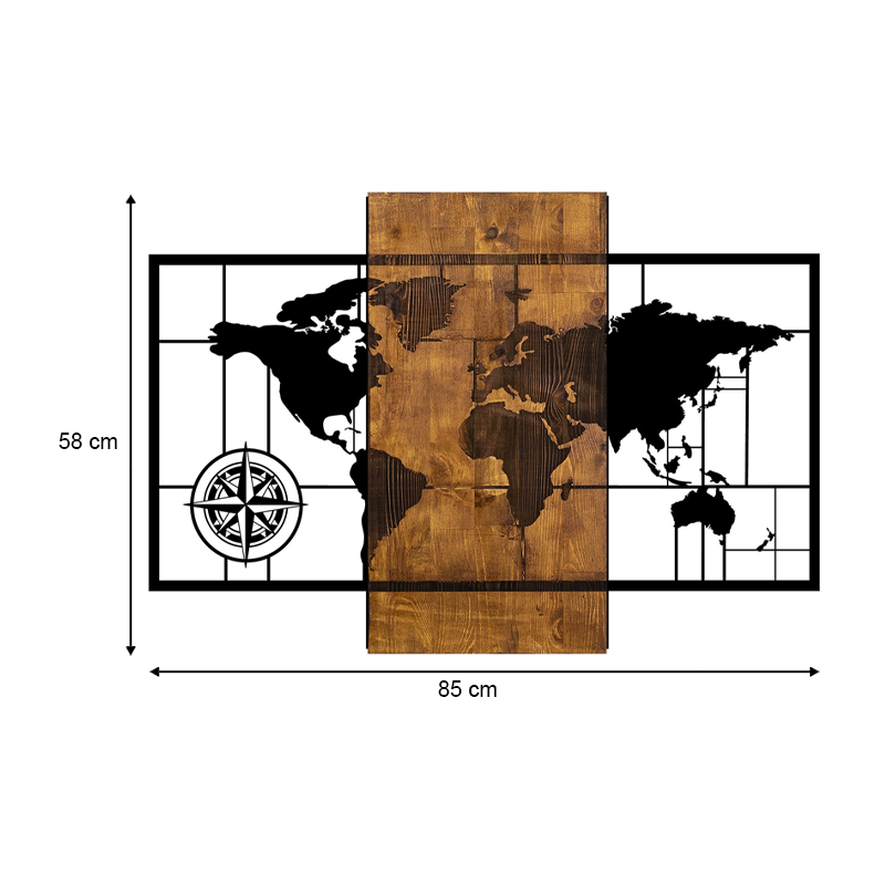 Διακοσμητικό τοίχου ξύλινο - μεταλλικό χρώμα καρυδί - μαύρο 4