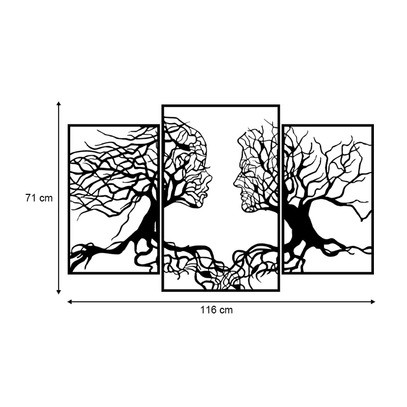 Διακοσμητικό τοίχου Tree Love Megapap μεταλλικό χρώμα μαύρο 116x71εκ. 3
