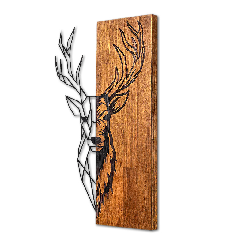 Διακοσμητικό τοίχου ξύλινο - μεταλλικό χρώμα καρυδί - μαύρο 3