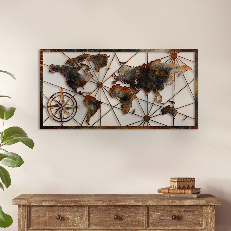 Διακοσμητικό τοίχου μεταλλικό χρώμα μαύρο - 120x60εκ. 2