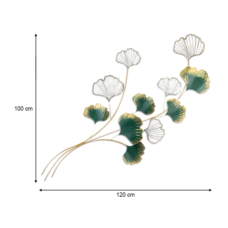 Διακοσμητικό τοίχου Flower Megapap μεταλλικό χρώμα χρυσό - πράσινο 120x100εκ. 3