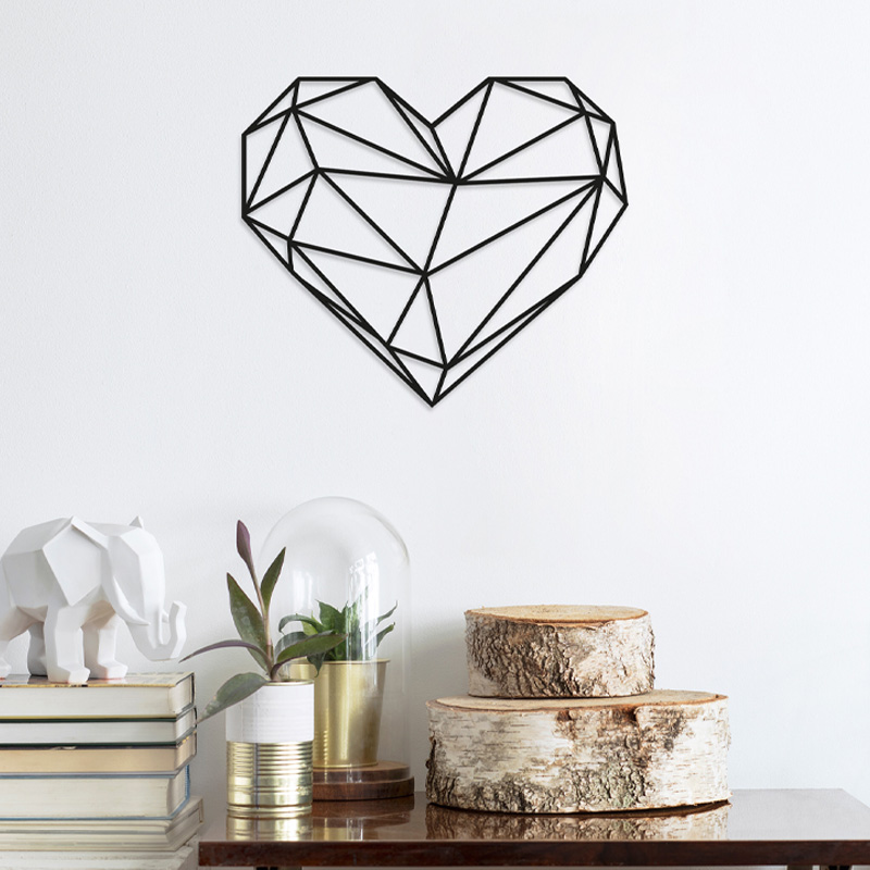 Διακοσμητικό τοίχου Heart Megapap μεταλλικό χρώμα μαύρο 47x40εκ. 2