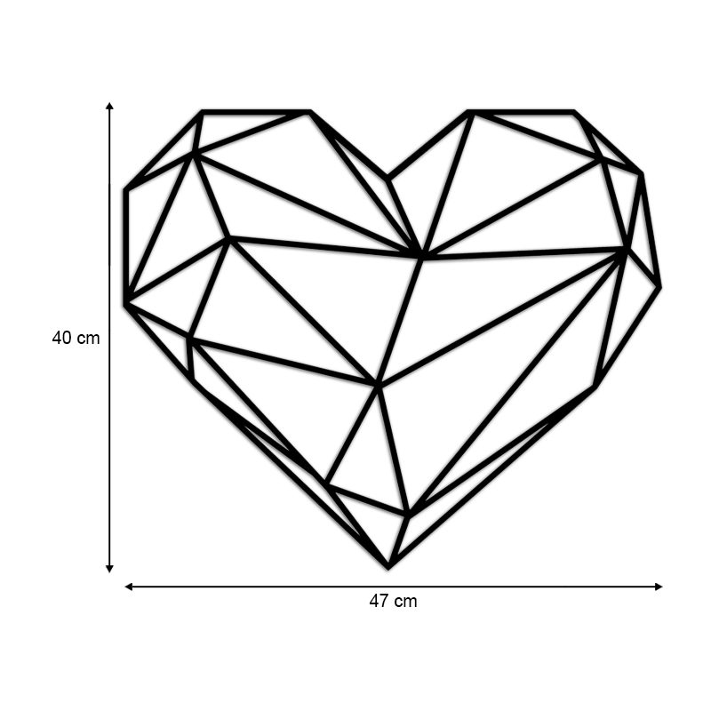 Διακοσμητικό τοίχου Heart Megapap μεταλλικό χρώμα μαύρο 47x40εκ. 3