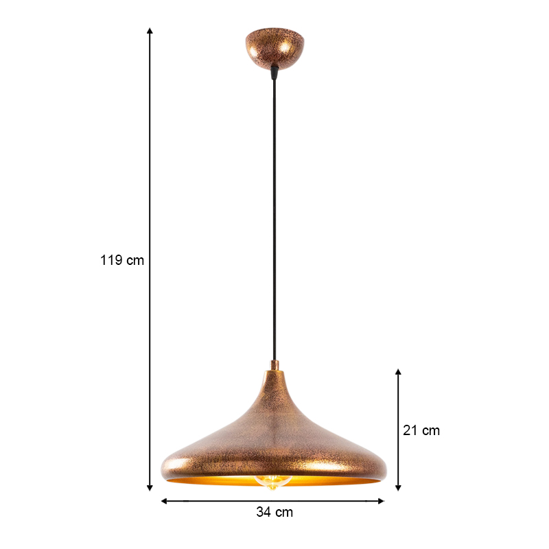 Φωτιστικό οροφής E27 μεταλλικό μονόφωτο χρώμα Φ34x119εκ. 4