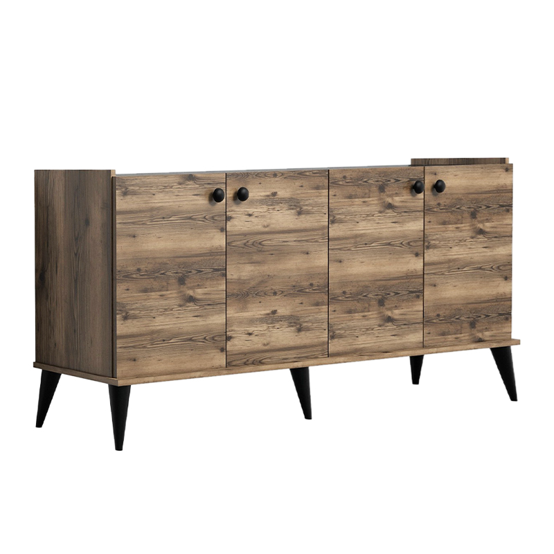 Μπουφές χρώμα καρυδί - μαύρο εφέ μαρμάρου 5