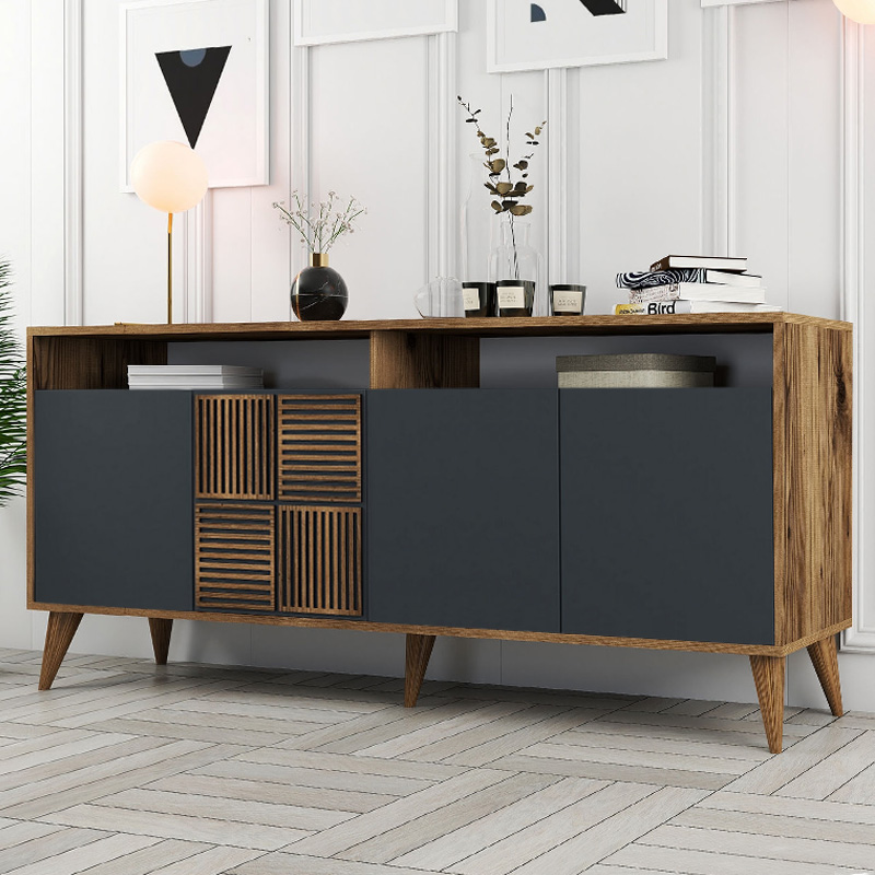 Μπουφές χρώμα καρυδί - ανθρακί