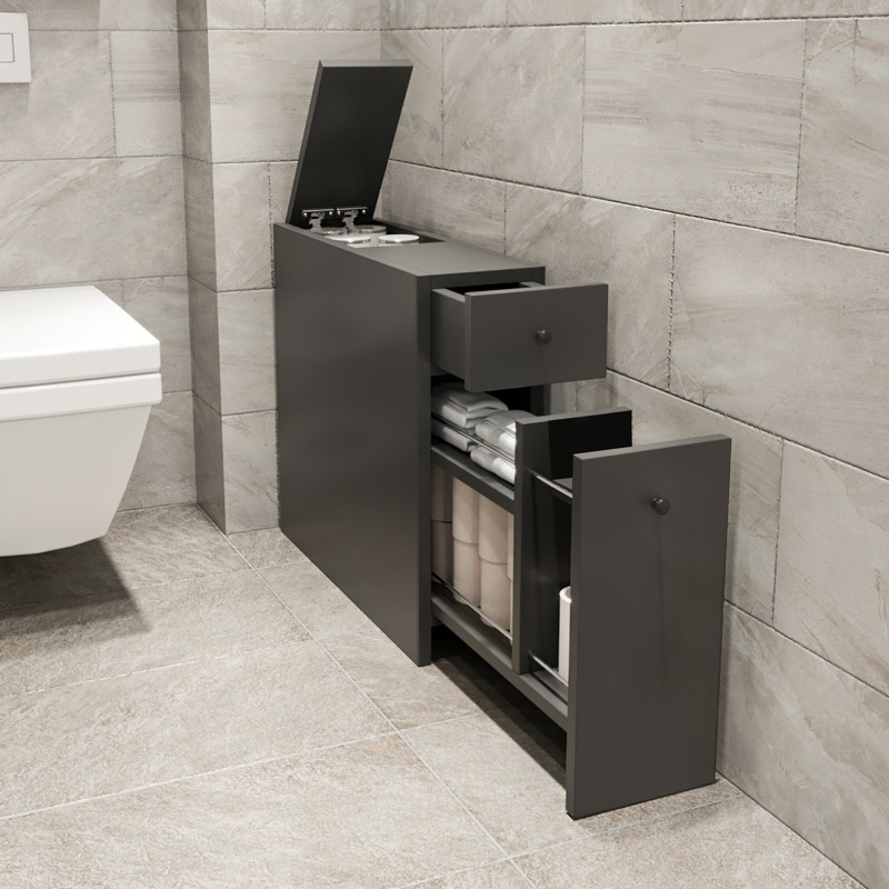 Ντουλάπι μπάνιου χρώμα ανθρακί 2