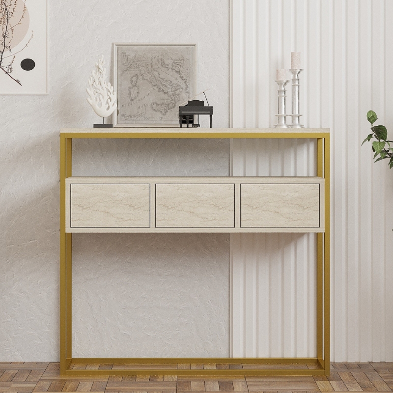 Κονσόλα χρώμα μπεζ travertine - χρυσό 3