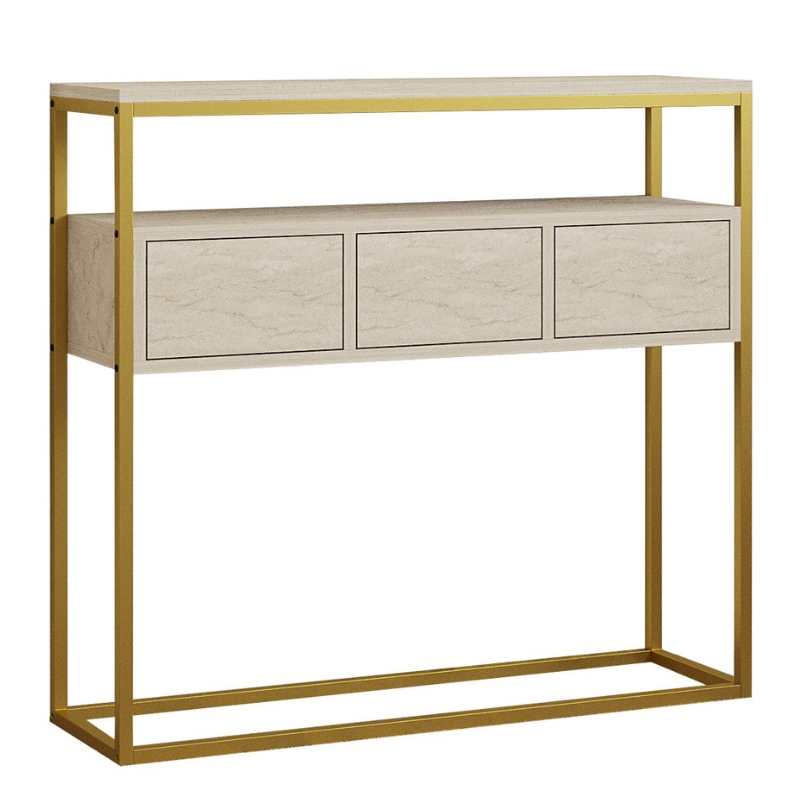 Κονσόλα χρώμα μπεζ travertine - χρυσό 4