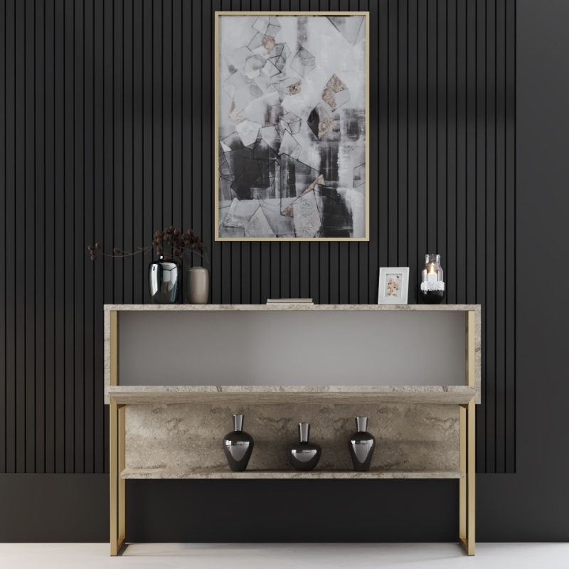 Μπουφές χρώμα travertine - χρυσό 2