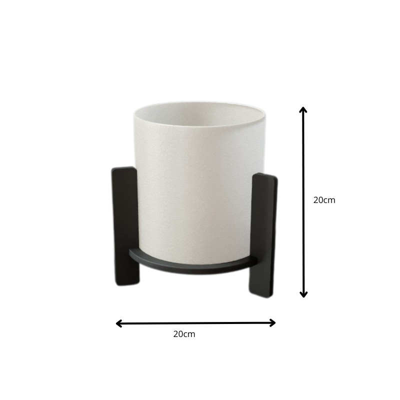 Φωτιστικό επιτραπέζιο E27 Mdf - ύφασμα χρώμα μαύρο - κρεμ Ø20x20εκ. 4