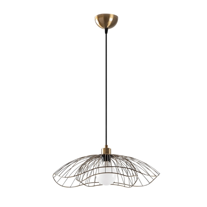 Φωτιστικό οροφής E27 μεταλλικό μονόφωτο χρώμα χρυσό Ø50x31/111εκ.