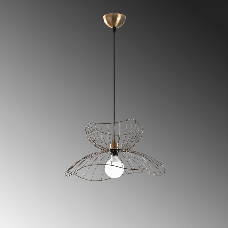 Φωτιστικό οροφής E27 μεταλλικό μονόφωτο χρώμα χρυσό Ø50x31/111εκ. 2