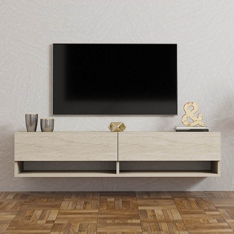 Έπιπλο τηλεόρασης επιτοίχιο χρώμα travertine 3