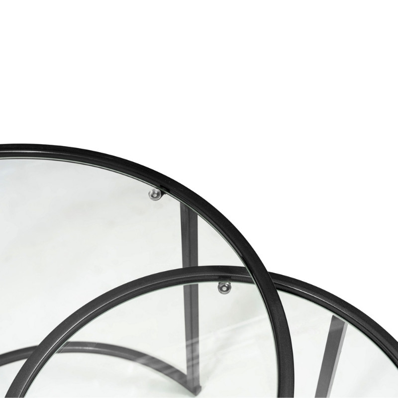 Τραπεζάκι σαλονιού σετ 2 τμχ μέταλλο - γυαλί χρώμα μαύρο Ø60x43εκ. 3