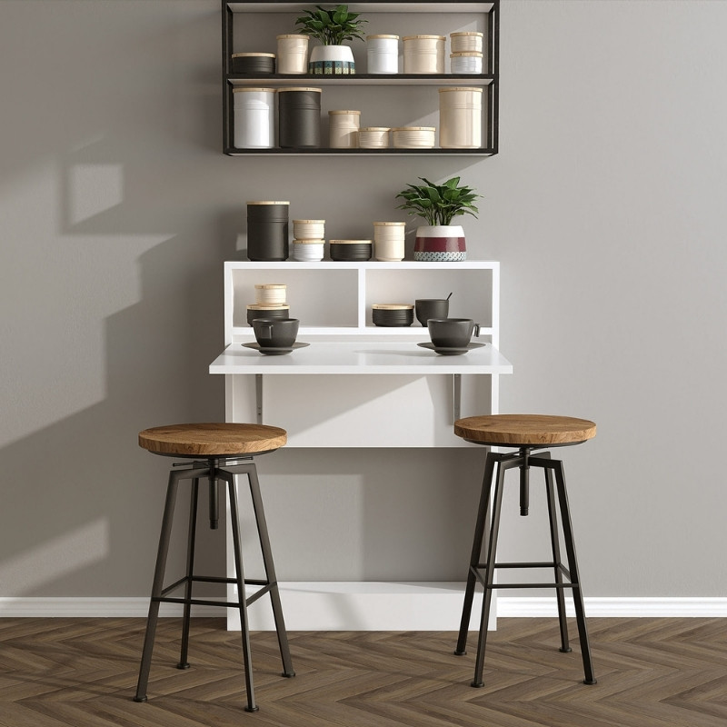 Τραπέζι επιτοίχιο πτυσσόμενο χρώμα λευκό 5